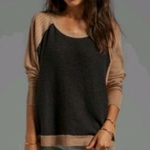 Free People Black And Brown Colorblock Sweater